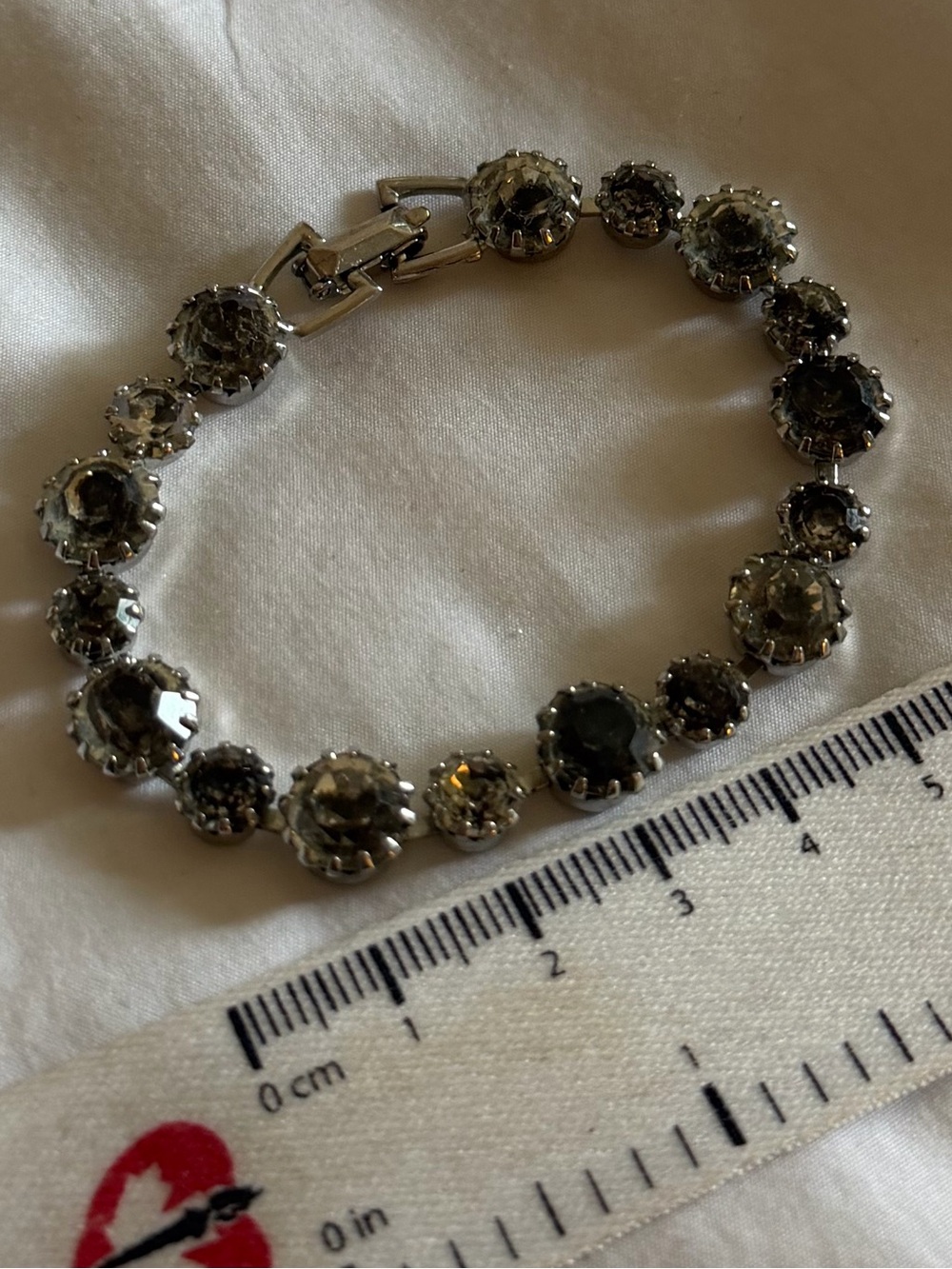 Albert Weiss Vintage 1940s 1950s 1960s Iridescent Silver Crystal Tennis Bracelet - Picture 2 of 6
